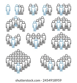 People icon set. Crowd symbol.