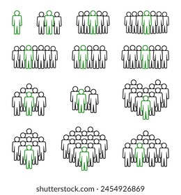 People icon set. Crowd symbol.