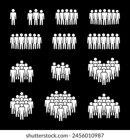 People icon set. Crowd symbol.