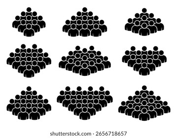 People icon set. Crowd symbol.