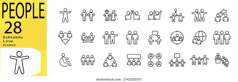People icon set. Editable stroke.