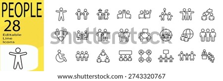 People icon set. Editable stroke.