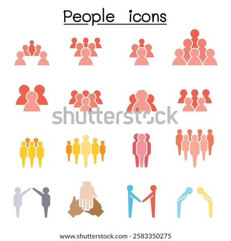 People icon set  in flat color style