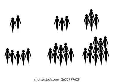Menschen Symbol Set flaches Design, Personen Symbol Infografik Vektor für statistische und hierarchische Illustration oder Startup-Unternehmen