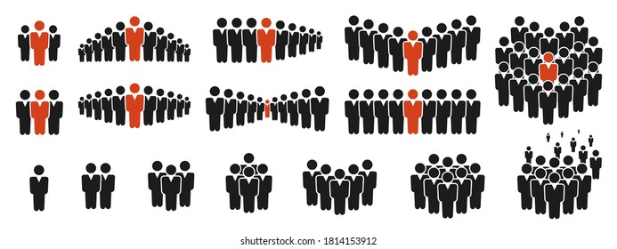 People icon set in flat style, crowd signs, persons symbol infographics website design, logo, app, UI isolated, people group collection – stock vector