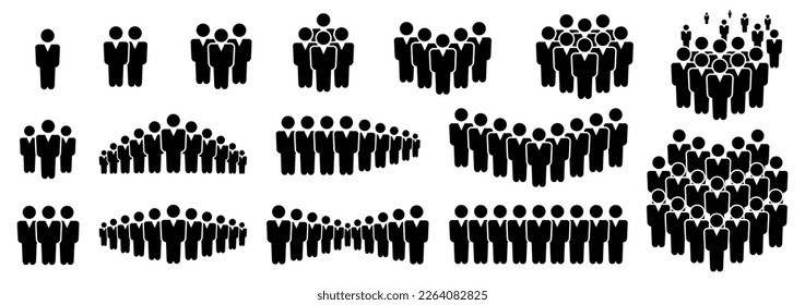 People icon set in flat style, crowd signs, persons symbol infographics website design, logo app, UI isolated people group collection – vector