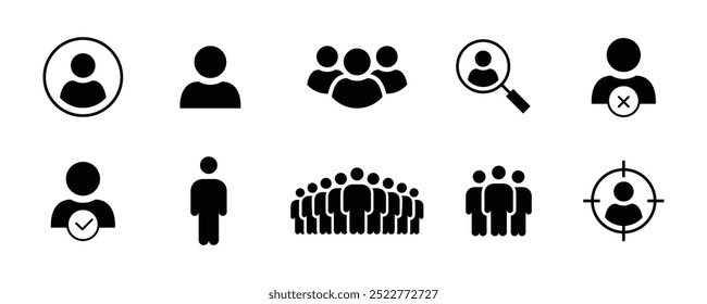 Conjunto de iconos de Personas estilo plano. Perfecto para grupo, equipo, organización, comunidad, población, audiencia, miembro. Ilustración vectorial