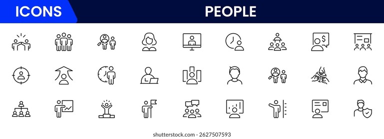 People icon set in flat style. Line icon set. Management line icons. Line Business People. Human resources. office management. Vector illustration.