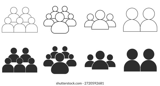 People Icon Set in Flat Style User Person and Profile Symbols for UI App Web and Infographics