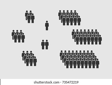 People Icon set in flat style isolated on white background. Crowd signs. Persons symbol for your infographics web site design, logo, app, UI. Vector illustration, EPS10.