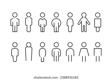 People icon set. group family human team community friends population collection of vector symbol in trendy flat style on white background. Web sings Editable stroke teamwork, co-workers, cooperation.