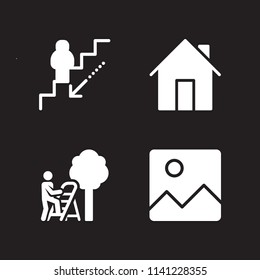 people icon set. With home, mechanic stairs and image  vector icons for graphic design and web