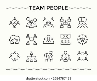 Conjunto de iconos de Personas. Iconos para la aplicación. Conjunto de iconos de liderazgo. Relacionado con humano, equipo, administración, hombre, liderazgo, hombre de negocios y más.