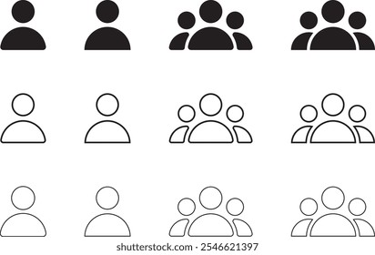 People icon. Icon set includes user, person, group, and team icons in a minimal style.
