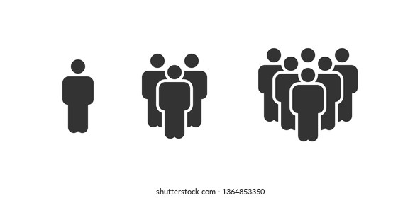 People Icon set isolated on white background. Persons symbol in trendy flat style. Crowd signs for infographics, website, UI, design, app, business logo. Pixel Perfect Icon.