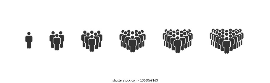 People Icon set isolated on white background. Persons symbol in trendy flat style. Crowd signs for infographics, website, UI, design, app, business logo. Pixel Perfect Icon.