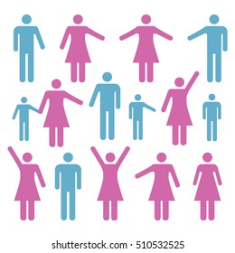 People icon set, isolated on white background, vector illustration.