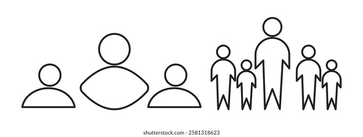 People icon set line style. Perfect for group, team, organization, community, population, audience, member. Vector illustration