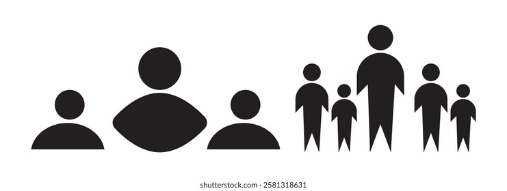 People icon set line style. Perfect for group, team, organization, community, population, audience, member. Vector illustration