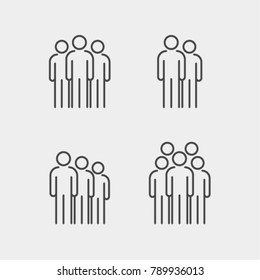 People icon set in line style. Users. Team. Vector.