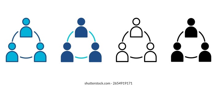 People Icon Set With Multiple Styles. Vector Illustration