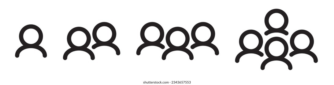People icon set. One, two, three and four persons. Group or team logo template