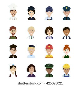 People Icon Set. Professions and Occupations Avatar. Professions Vector Flat Icons. 