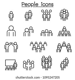 People Icon Set In Thin Line Style
