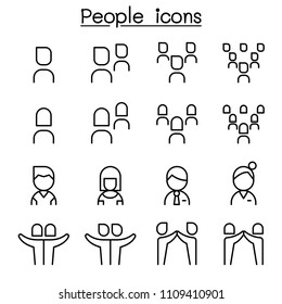 people icon set in thin line style