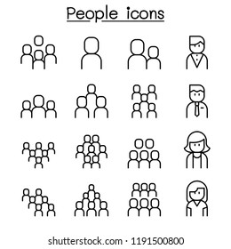 People Icon Set In Thin Line Style