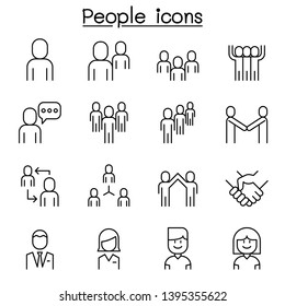 People Icon Set In Thin Line Style