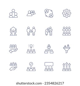 People icon set. Thin line icon. Editable stroke. Containing 
