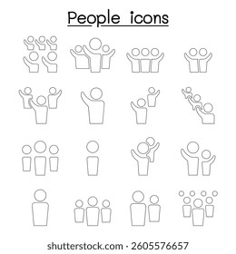People icon set in thin line style
