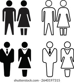 People Icon Set – Thin Line Vector of Person, Group, Team, and Community Symbols