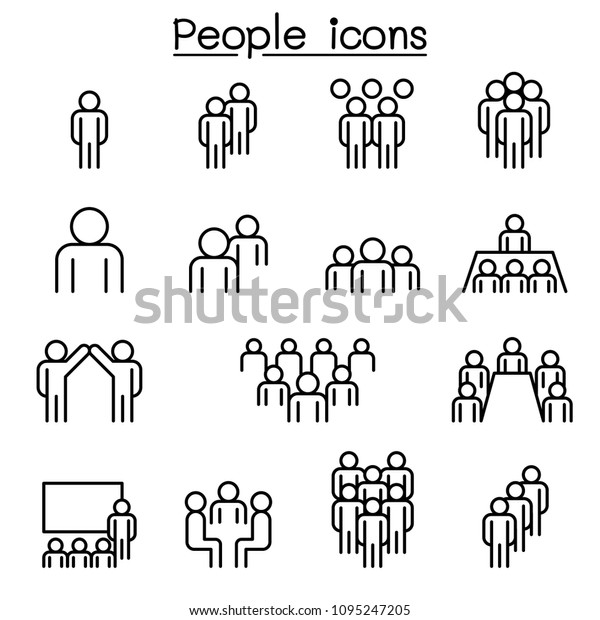 People icon set in thin line\
style