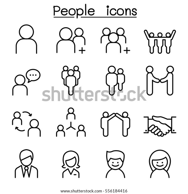 People icon set in thin line\
style