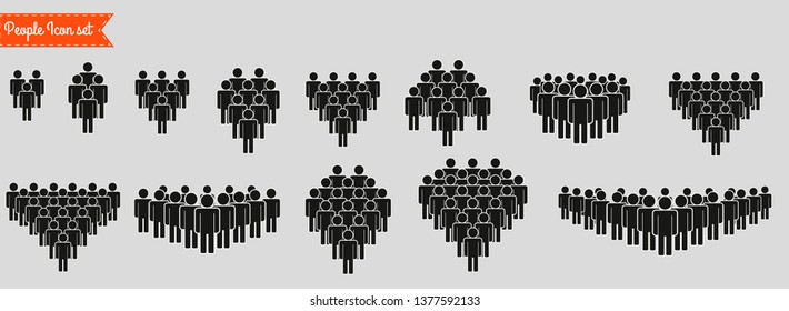 People Icon set in trendy flat style isolated on light background with shadow. Crowd signs. Persons symbol for your infographics web site design, logo, app, UI. Vector illustration, EPS10.