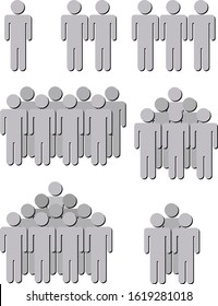 People Icon set in trendy flat style isolated on background. Crowd signs. Persons symbol for your infographics web site design, logo, app, UI. Vector illustration, EPS10.