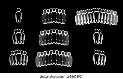 People Icon set in trendy flat style isolated on white and black background with shadow. Crowd signs. Face symbol for your web design infographics, logo, app, user interface.