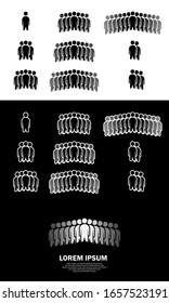 People Icon set in trendy flat style isolated on white and black background with shadow. Crowd signs. Face symbol for your web design infographics, logo, app, user interface.
