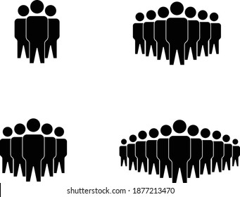 People Icon setzt sich aus einem trendigen, flachen Stil einzeln auf dem Hintergrund zusammen. Crowd Schilder. Persons Symbol für Ihre Infografik Website Design, Logo, App, UI. Vektorgrafik, EPS10.