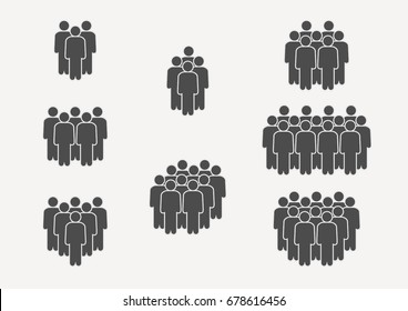 People Icon set in trendy flat style isolated on background. Crowd signs. Persons symbol for your infographics web site design, logo, app, UI. Vector illustration, EPS10.