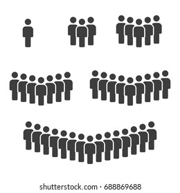 People Icon set in trendy flat style isolated on light background with shadow. Crowd signs. Persons symbol for your infographics web site design, logo, app, UI. Vector illustration, EPS10.