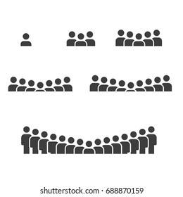 People Icon set in trendy flat style isolated on light background with shadow. Crowd signs. Persons symbol for your infographics web site design, logo, app, UI. Vector illustration, EPS10.