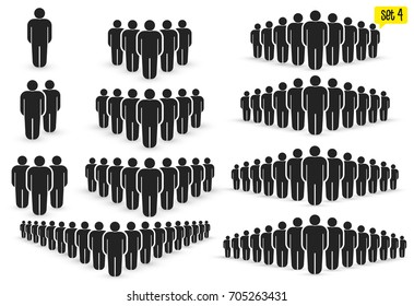 People icon set in trendy flat style  Persons symbol for your infographics website design  logo  Crowd signs  Vector illustration  Isolated white background