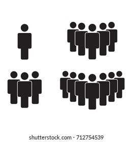 People Icon set in trendy flat style isolated on light background with shadow. Crowd signs. Persons symbol for your infographics web site design, logo, app, UI. Vector illustration, EPS10.