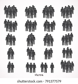 People Icon set in trendy flat style isolated on background. Crowd signs.