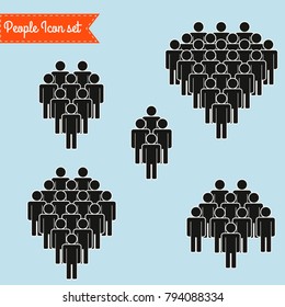 People Icon set in trendy flat style isolated on background. Crowd signs. Persons symbol for your infographics web site design, logo, app, UI. Vector illustration, EPS10