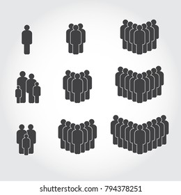 People Icon set in trendy flat style isolated on background. Crowd signs. Persons symbol for your infographics web site design, logo, app, UI. Vector illustration, EPS10.