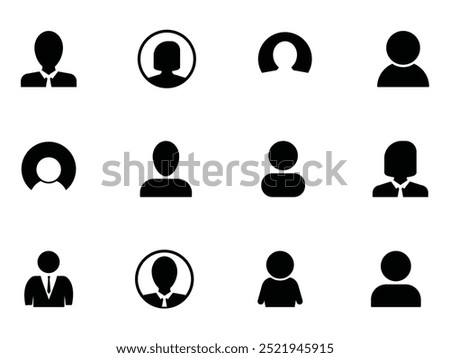 People icon set in trendy flat style. Person symbol for infographics, website design, logo and apps. Solid icon collection. User profile symbol